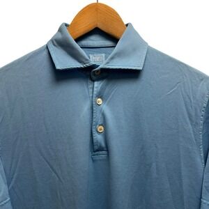Fedeli Men's Size 52 Turquoise Blue Cotton Short Sleeve Polo Shirt Italy euc